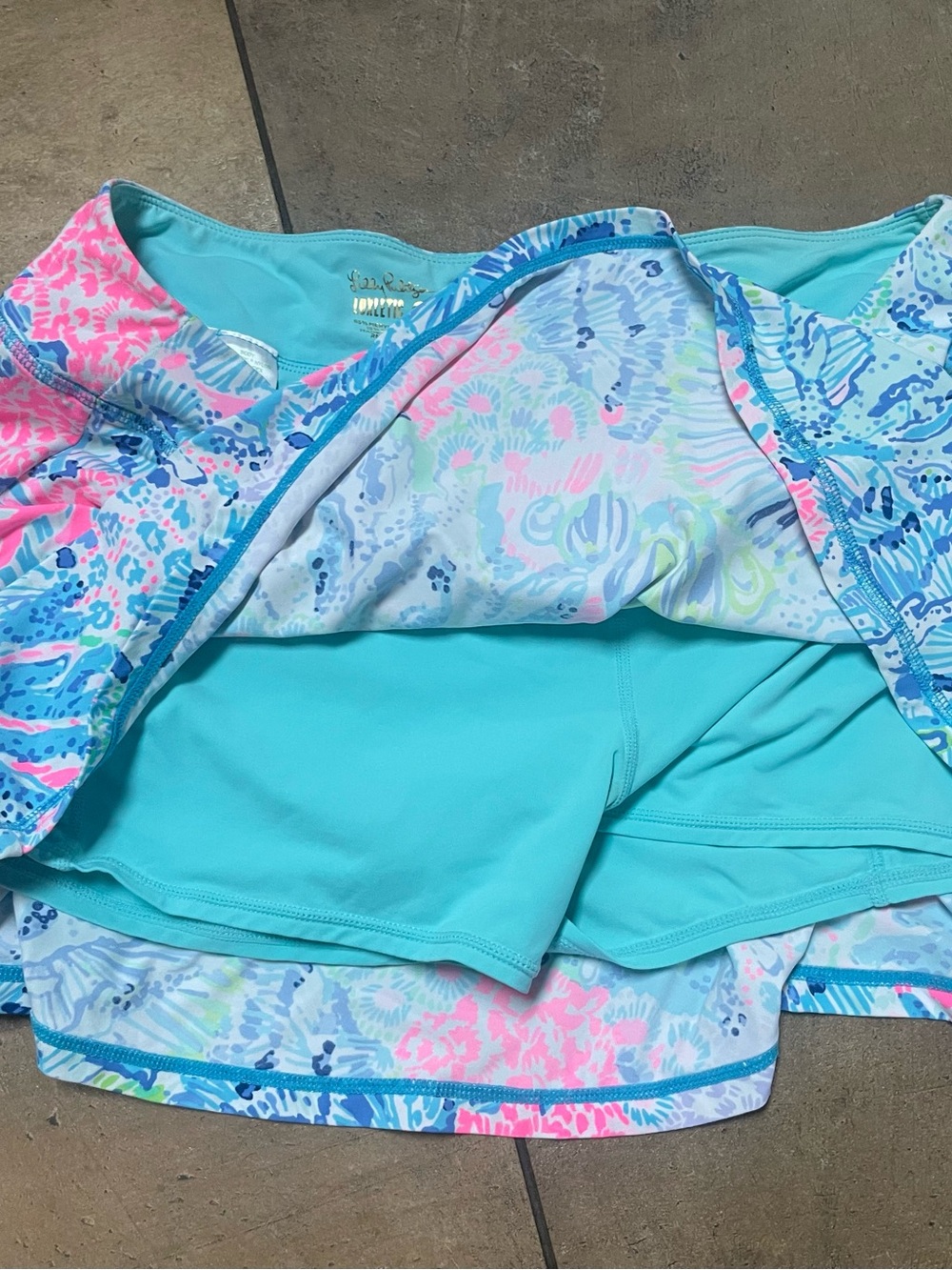 Lilly Pulitzer Luxletic Josephine Skort skirt Sink or Swim blue pink sz XL - Picture 3 of 4